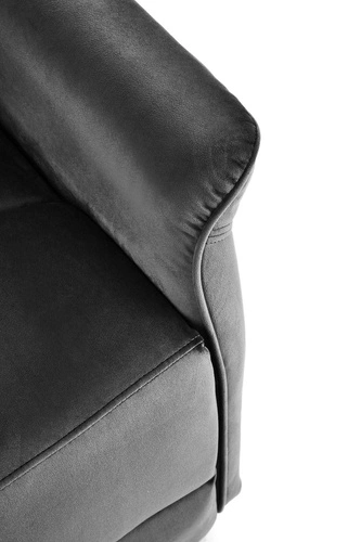 Fotel rozkładany do salonu Karlin Velvet czarny welur z USB nowoczesny relaksacyjny Intesi