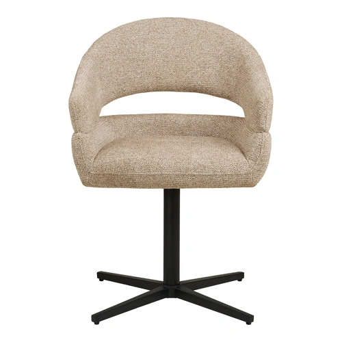Krzesło Dover obrotowe tapicerowane do jadalni piaskowy melanż z podłokietnikami