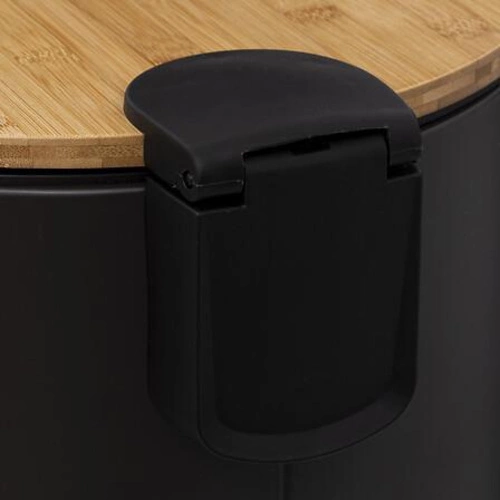 Kosz na śmieci Bam 30l czarny z bambusową pokrywą z pedałem do kuchni nowoczesny 5five