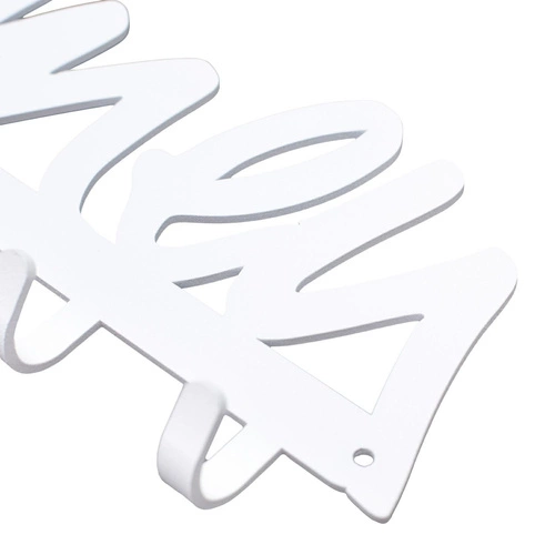 Nowoczesny wieszak ścienny do przedpokoju Intesi Willkommen biały metalowy z napisem