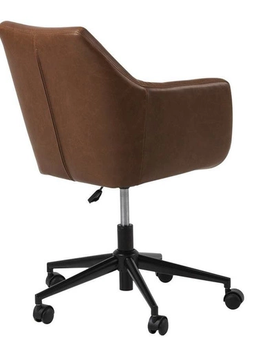 Fotel biurowy ergonomiczny obrotowy Nora Vintage brązowy ekoskóra z podłokietnikami do biurka