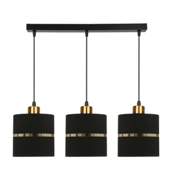Lampa wisząca Assam czarny+złoty 3x60W E27 abażur czarny+złoty pasek
