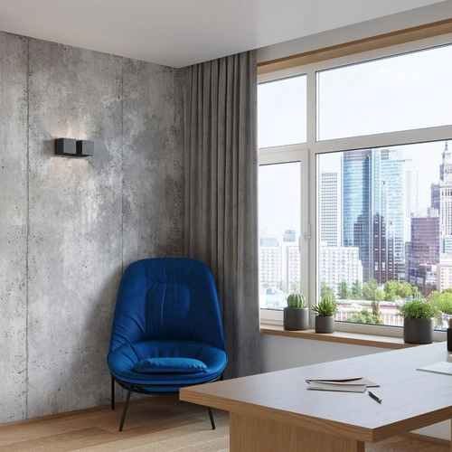 Kinkiet ścienny Quad 2 czarny nowoczesny podwójny metalowy do salonu i sypialni Sollux