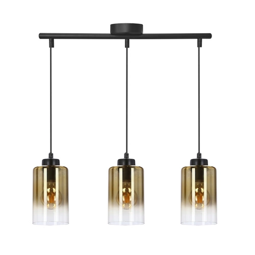 Lampa wisząca Aspra czarny 3x60W E27  klosz bursztynowy