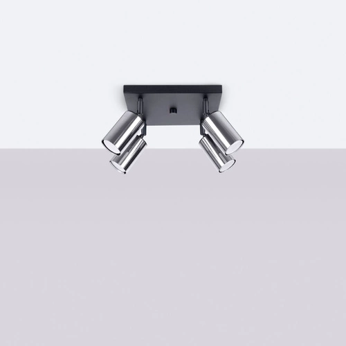 Plafon sufitowy WINX 4 czarny/chrom nowoczesny metalowy do salonu i sypialni regulowany