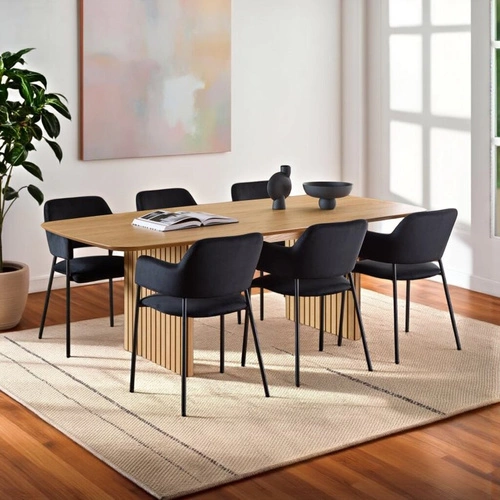 Krzesło do jadalni Lima tapicerowane welurowe czarne z podłokietnikami Actona łatwe czyszczenie