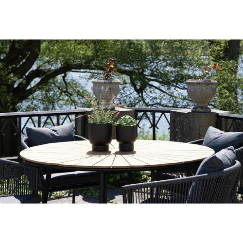 Zestaw 2 nowoczesnych czarnych doniczek metalowych Fulda dekoracyjnych do salonu i tarasu