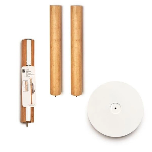 Wieszak stojący do przedpokoju Flapper Umbra biały drewniany nowoczesny 9 haczyków