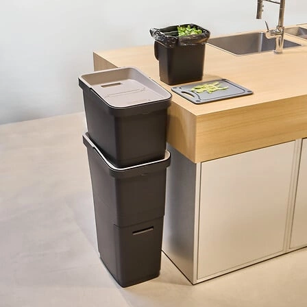 Kosz do segregacji śmieci 36L Slow czarny szary plastikowy do kuchni i biura 5five