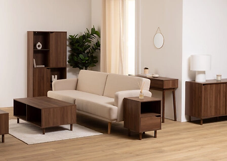 Stolik kawowy prostokątny Slidy marron 108x60 cm Imitujący drewno skandynawski do salonu