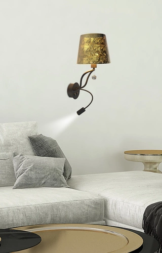 Kinkiet Saria 1x6W E14 led+8W LED czarno  złoty 3000K