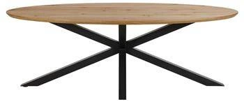 Stół do jadalni Heaven owalny 220 cm dziki dąb fornir industrialny na czarnych nogach