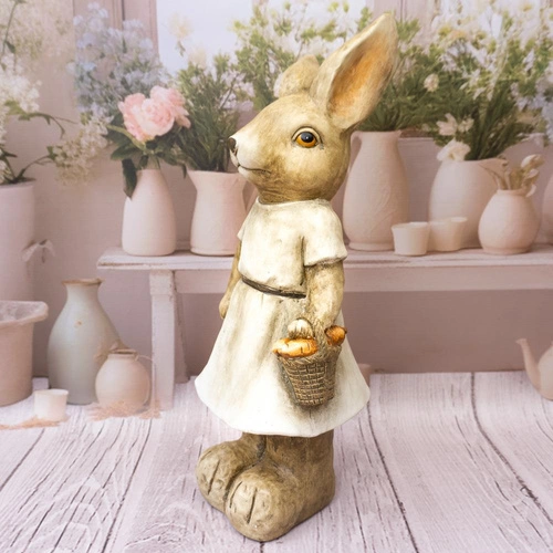 Intesi figurka wielkanocna zając w sukience 55cm stojąca dekoracja do salonu i jadalni