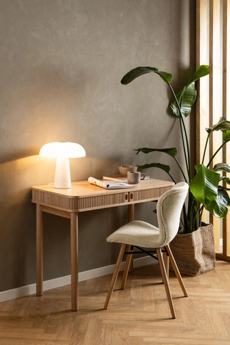 Biurko nowoczesne Langley dąb Actona 100 cm z szafkami do pracy i biura skandynawskie