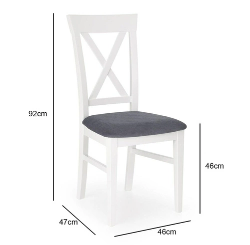 Krzesło drewniane Gamo Intesi białe i szare tapicerowane do jadalni styl skandynawski