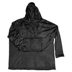 Intesi Snuddie czarny bluzo koc pluszowy z kapturem, ciepły koc na kanapę