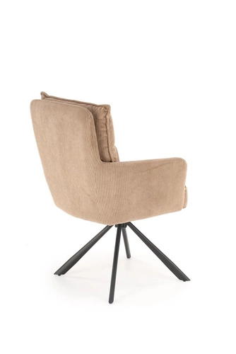 Fotel obrotowy Aldora cappuccino z tkaniny sztruksowej do biura i salonu nowoczesny