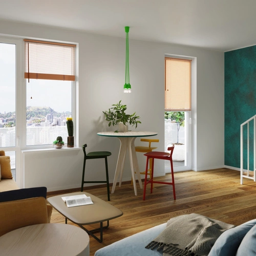 Lampa wisząca Diego 5-punktowa zielona regulowana do salonu kuchni lub nad wyspę