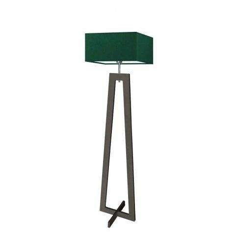 Lampa podłogowa JAWA abażur zieleń butelkowa stelaż hebanowy