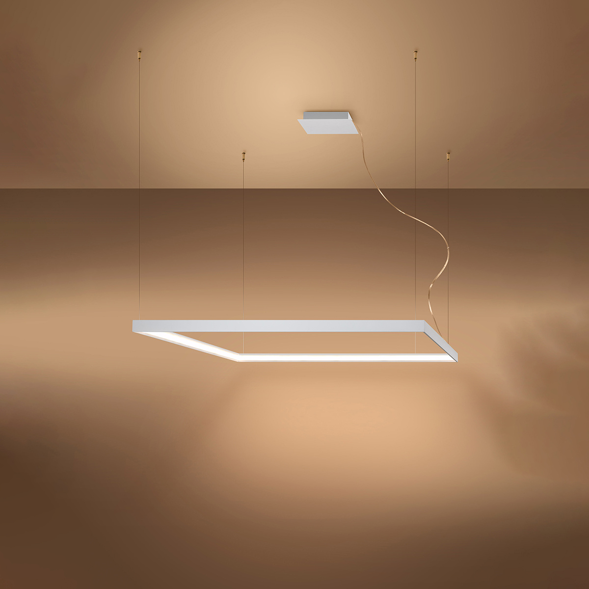 Żyrandol LED Nelya L biały nowoczesny kwadratowy do salonu i nad stół 110 cm Thoro