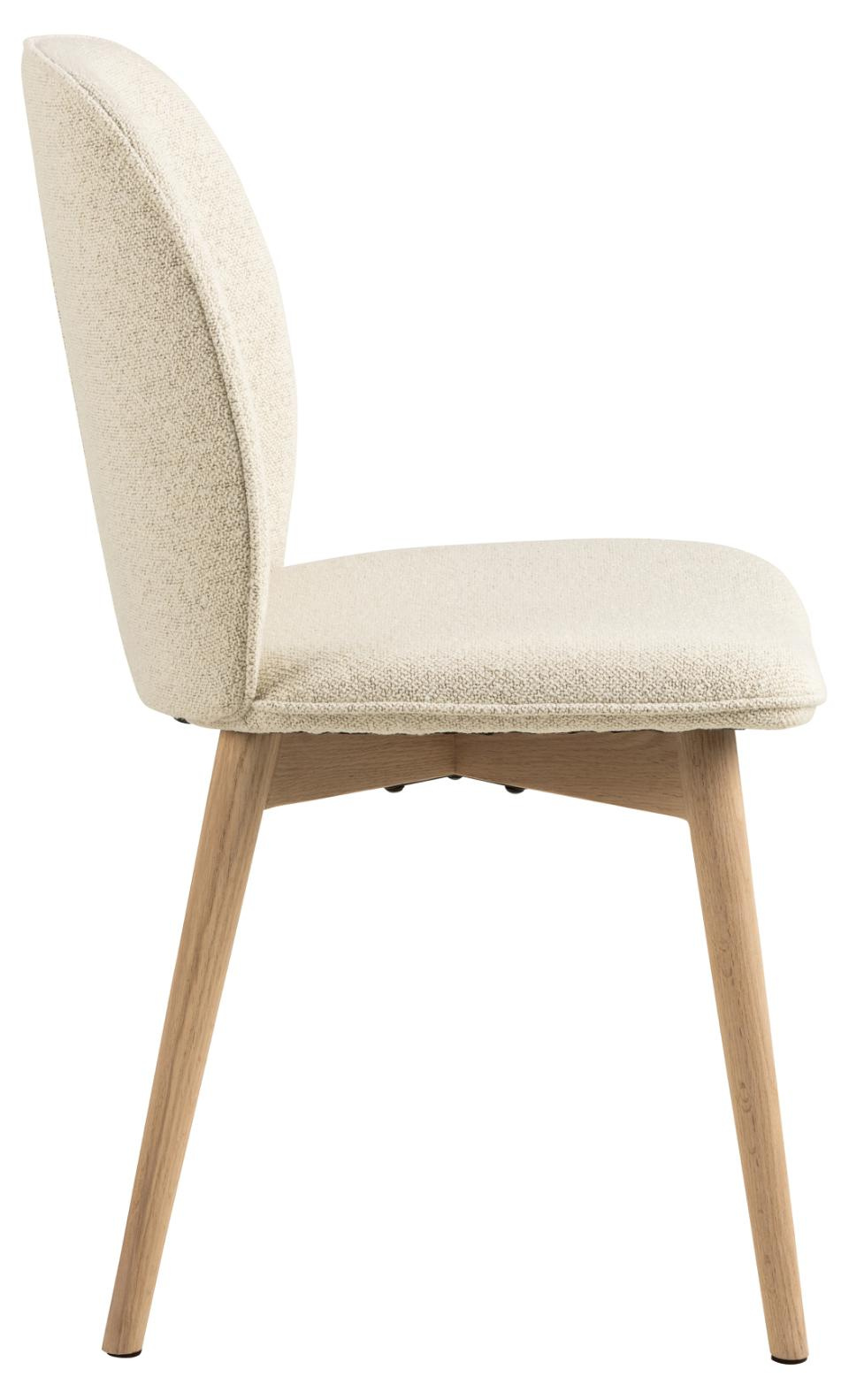Krzesło tapicerowane Cindy beżowe bouclé Actona do jadalni skandynawskie z drewnianymi nogami