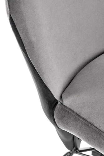 Krzesło tapicerowane welur Marlene szare na płozach do jadalni i salonu nowoczesne
