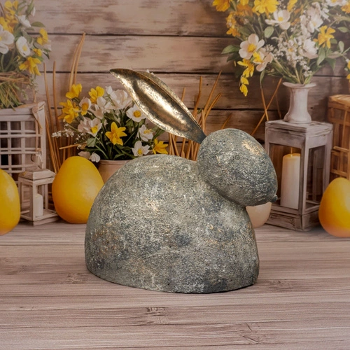 Intesi figurka wielkanocna leżący królik 33 cm szary nowoczesna dekoracja do salonu