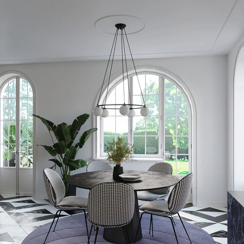 Nowoczesny żyrandol YOLI 3 czarny kula do salonu i jadalni lampa sufitowa metalowa