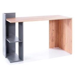Biurko do pracy Garos nowoczesne skandynawskie z półkami 122 cm dąb wotan/antracyt Intesi