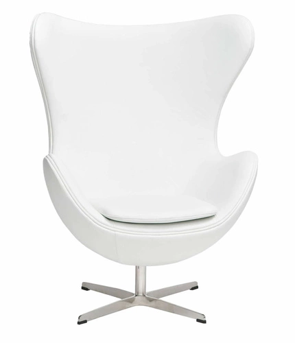 Fotel Jajo Egg D2.DESIGN skórzany biały obrotowy z funkcją kołyski do salonu nowoczesny