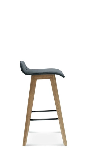 Hoker tapicerowany z oparciem Fameg Cleo 75 cm do kuchni i jadalni, drewniany, personalizowany