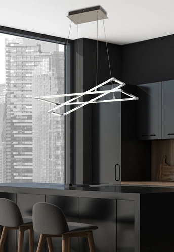 Nowoczesna lampa wisząca LED Kseros 60x30 srebrna do salonu i jadalni CANDELLUX