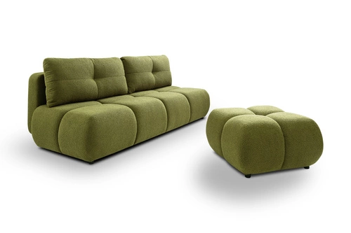 Sofa rozkładana Flade z funkcją spania i pojemnikiem, zielona, nowoczesna do salonu