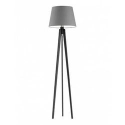 Lampa podłogowa CURACAO abażur szary stalowy stelaż hebanowy