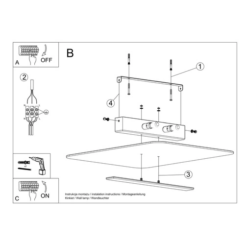 Plafon nowoczesny kwadratowy szklany AZALIA chrom Sollux do salonu, kuchni, sypialni