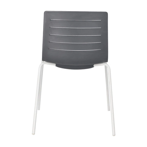 Krzesło Skin Resol nowoczesne szare do jadalni i kuchni sztaplowane z podłokietnikami