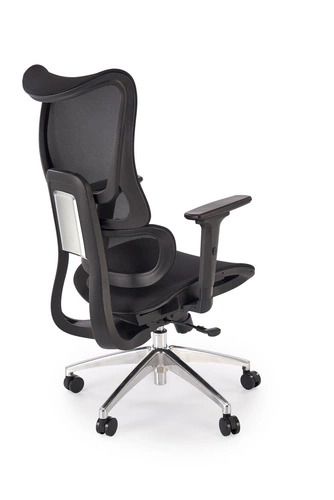 Ergonomiczny fotel biurowy Percas czarny siatkowy obrotowy z regulacją Intesi do biura