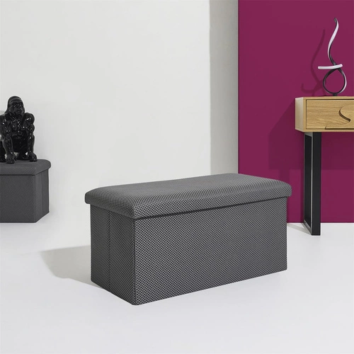 Pufa ze schowkiem Velse Atom szara składana prostokątna do przedpokoju i pokoju młodzieżowego