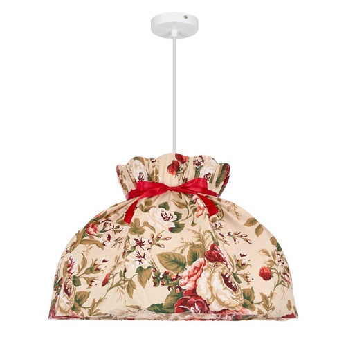 Lampa wisząca ROZANO biały 1x40W E27  abażur kwiatowy