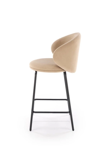 Hoker Nafan beżowy welurowy z oparciem do kuchni i jadalni nowoczesny Intesi 63 cm