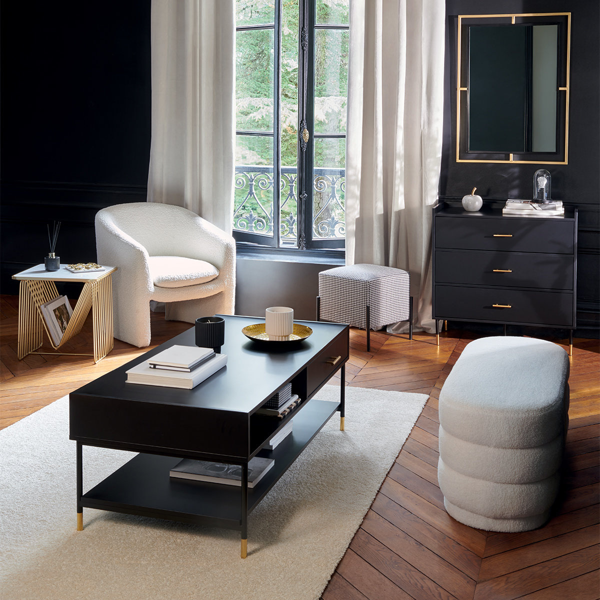 Komoda Tedy czarna glamour z szufladami 80 cm nowoczesna komoda do salonu lub sypialni