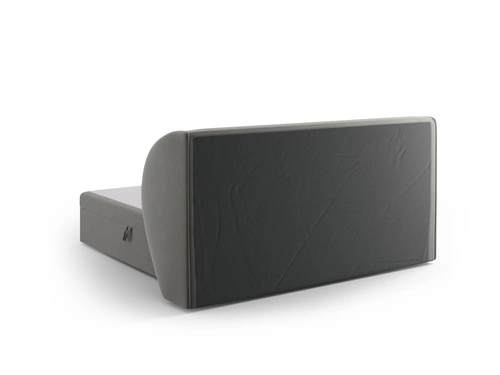 Łóżko tapicerowane Miley szare welurowe 180x200 z pojemnikiem do sypialni glamour