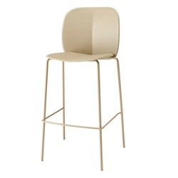 Hoker biały Mentha 75 cm nowoczesny z oparciem do kuchni i wyspy, metalowy, sztaplowany