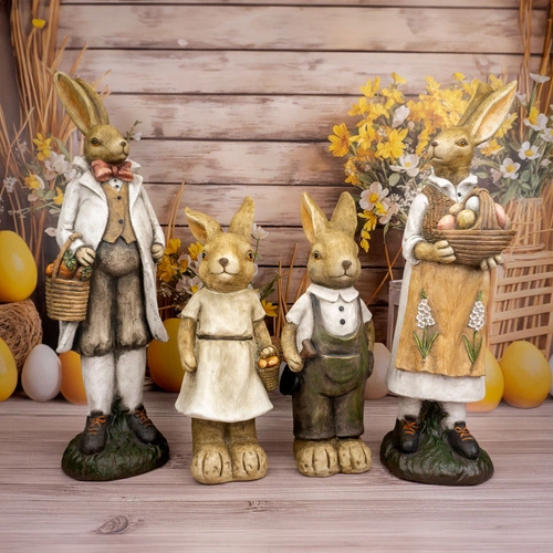 Intesi Figurka wielkanocna zając we fraku 80 cm dekoracja świąteczna na komodę lub do salonu