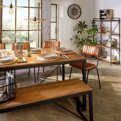 Ławka loftowa Edena z drewna akacjowego i metalu do przedpokoju i jadalni Atmosphera 170 cm