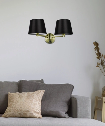 Kinkiet Ibis lampa patynowy 2x40W E14  abażur czarny