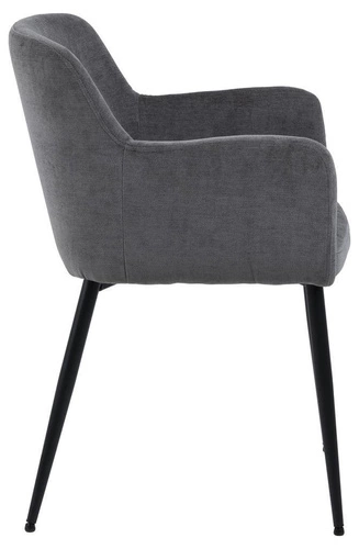 Krzesło do jadalni Karen Actona tapicerowane welur szare z podłokietnikami nowoczesne