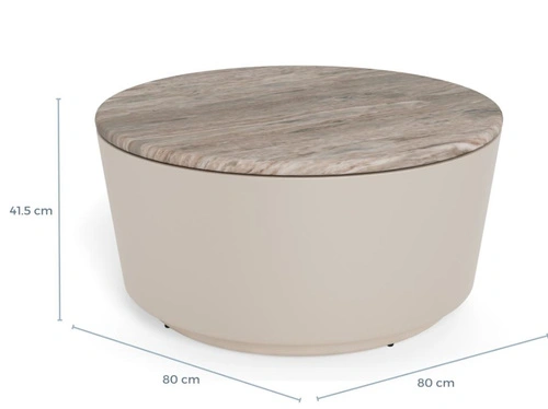 Stolik kawowy Cangas okrągły 80 cm szary marmurowy nowoczesny do salonu