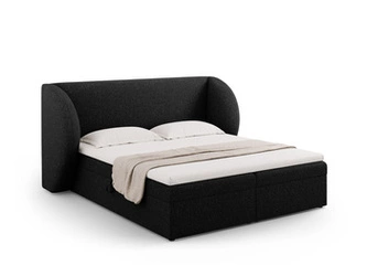 Łóżko tapicerowane Miley czarne 180x200 z pojemnikiem nowoczesne do sypialni