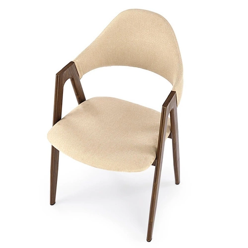 Krzesło tapicerowane Island beżowe z podłokietnikami do jadalni nowoczesne skandynawskie Intesi